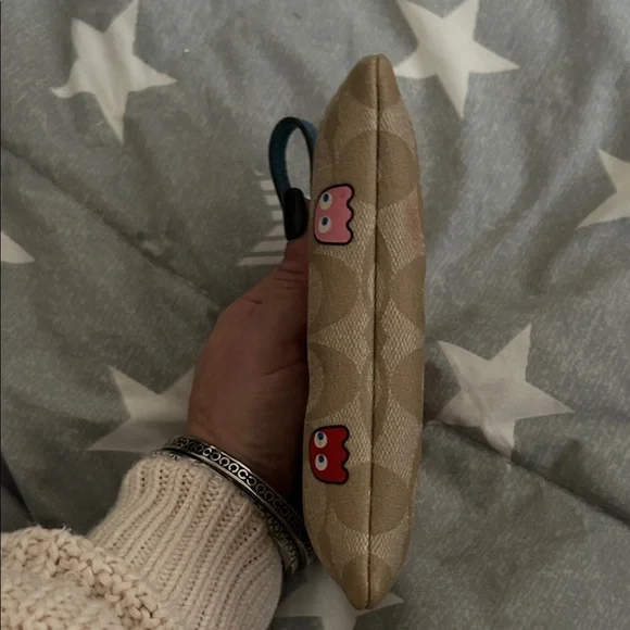 Coach Tan Wristlet with Colorful Pac-Man Motif - Picture 3 of 5